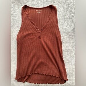 American Eagle Outfitters Orange Ribbed Sleeveless Tank Top